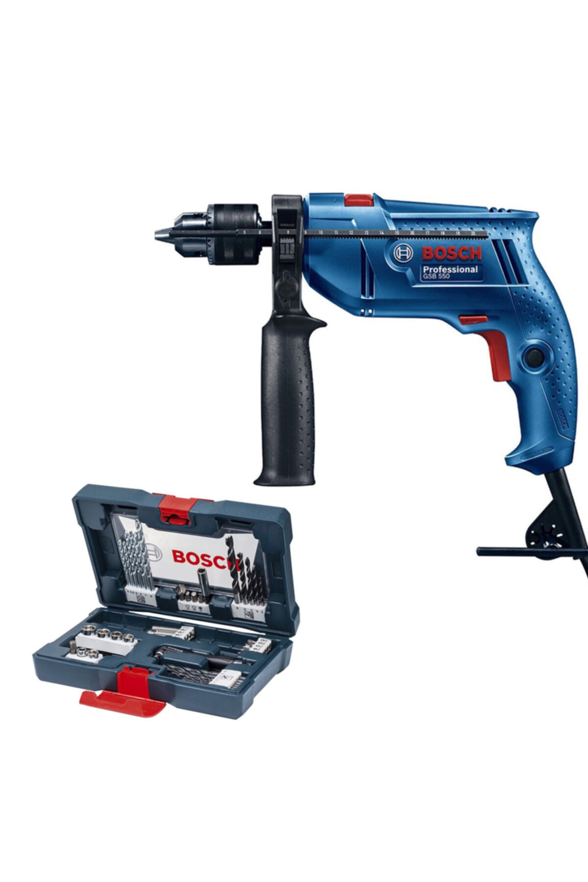 Bosch Gsb 550 Profesyonel Darbeli Matkap + X-line 41 Parça Delme&vidalama Seti 06011a1003